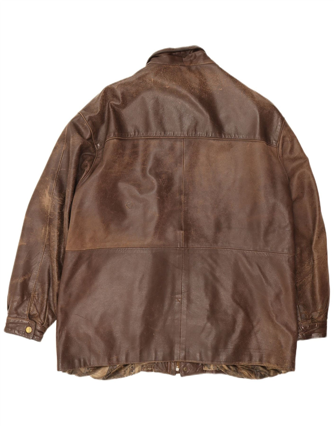 Jaqueta de couro masculina vintage UK 44 2XL marrom
