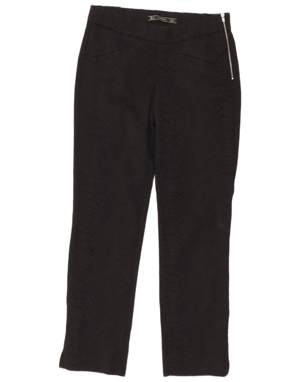 Calça feminina casual slim Zara pequena W26 L27 algodão preto com estampa animal