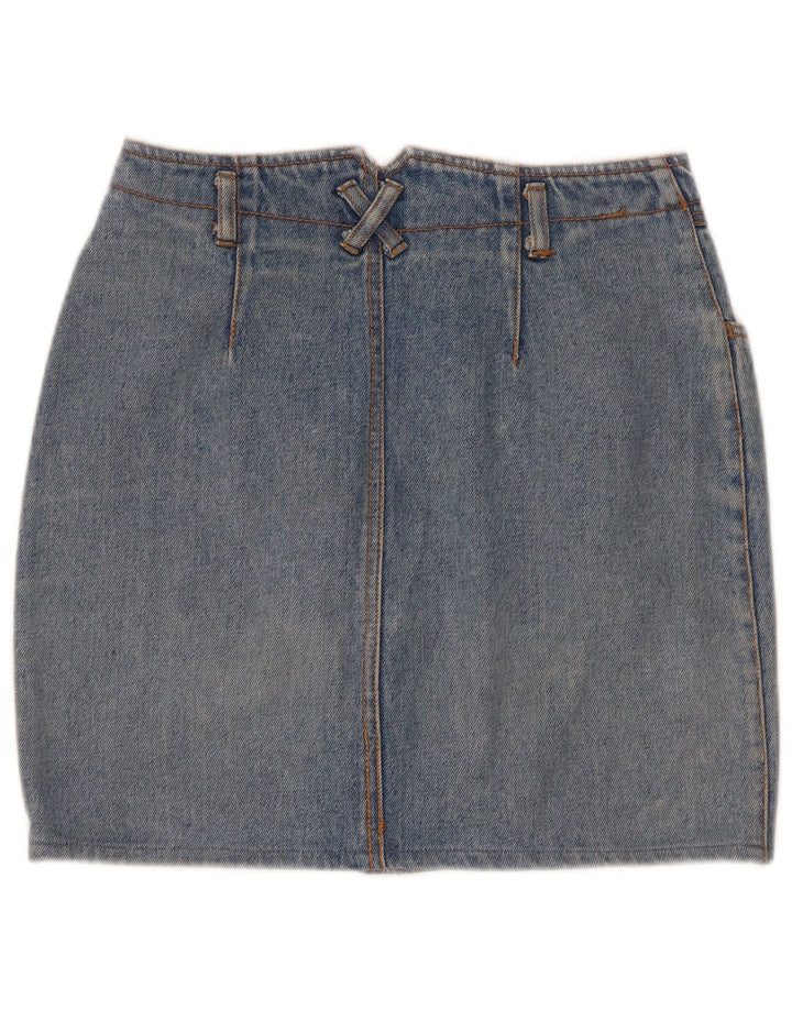 Mini saia jeans feminina vintage W26 pequena azul