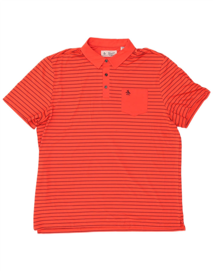 Camisa polo masculina PENGUIN XL poliéster listrado vermelho