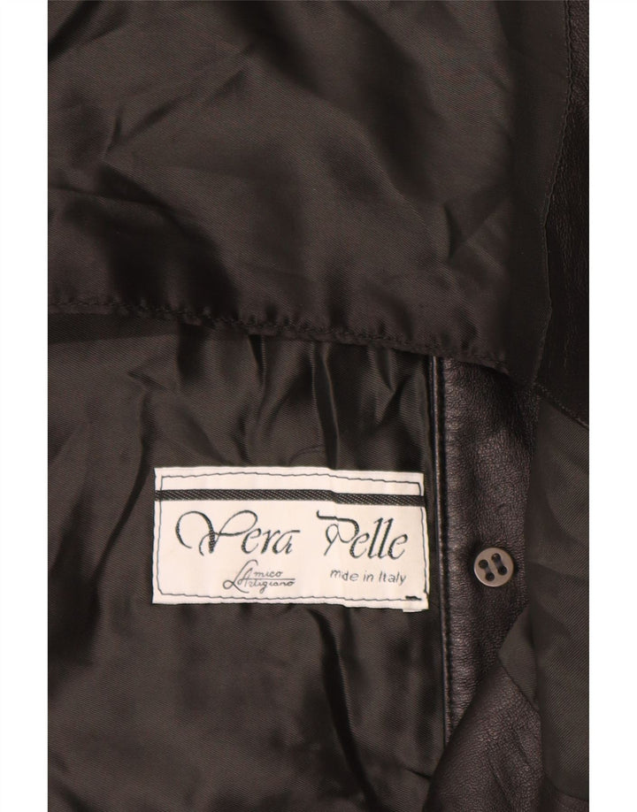 Colete de couro masculino vintage grande couro preto