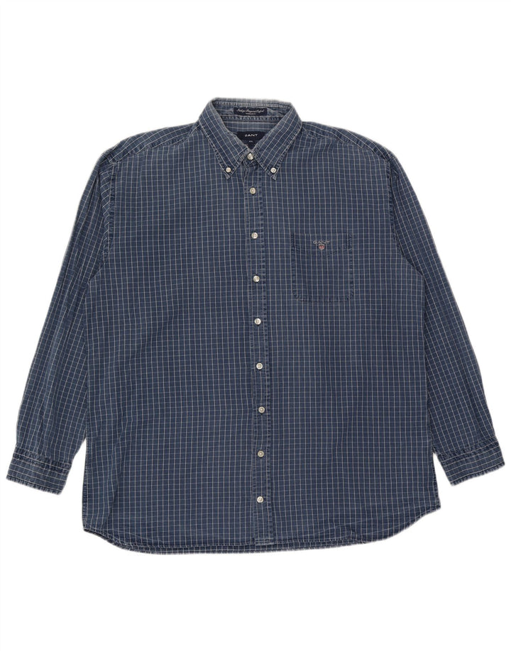 Camisa masculina Gant Regular Fit 2XL algodão xadrez azul