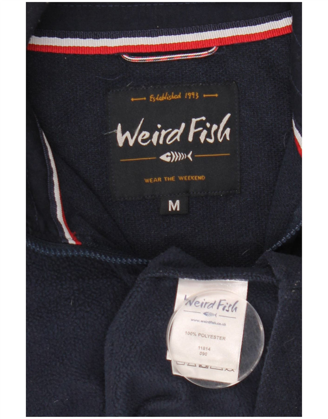 Weird Fish Masculino Zip Neck Fleece Jumper Médio Azul Marinho Poliéster