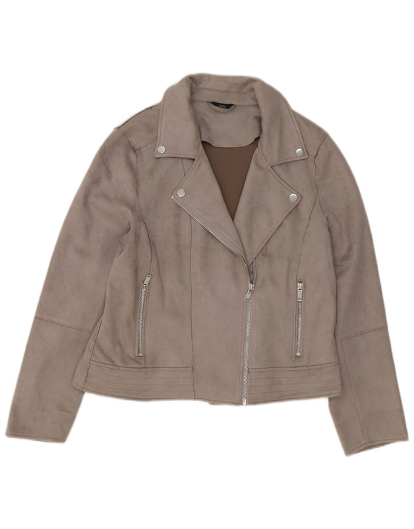 Jaqueta de motociclista feminina M&Co UK 14 grande poliéster cinza