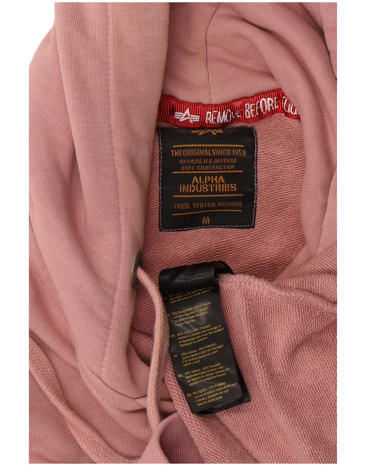 ALPHA INDUSTRIES Suéter feminino com capuz gráfico UK 14 algodão rosa médio