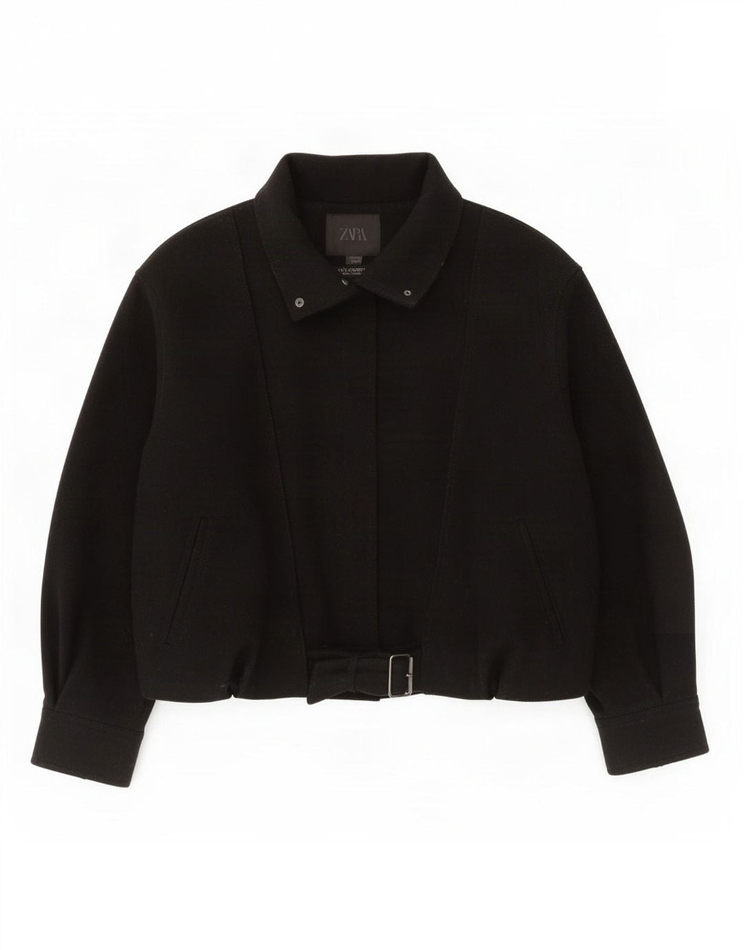 Jaqueta corta-vento feminina Zara Bomber Oversized Reino Unido 14 lã preta média