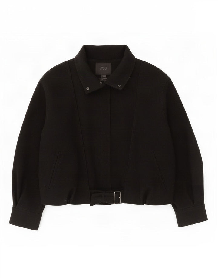 Jaqueta corta-vento feminina Zara Bomber Oversized Reino Unido 14 lã preta média