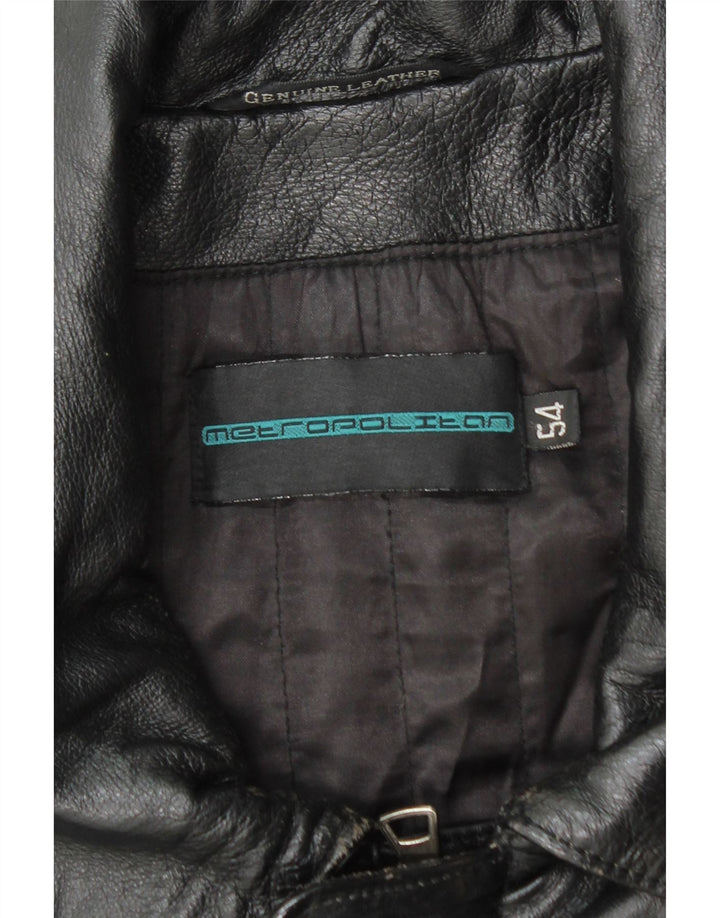 Jaqueta de couro masculina Metropolitan EU 54 2XL couro preto