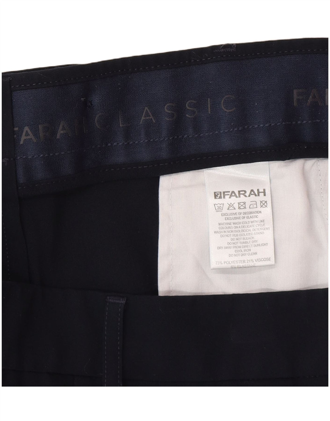 Calça masculina reta casual Farah W34 L29 poliéster azul marinho