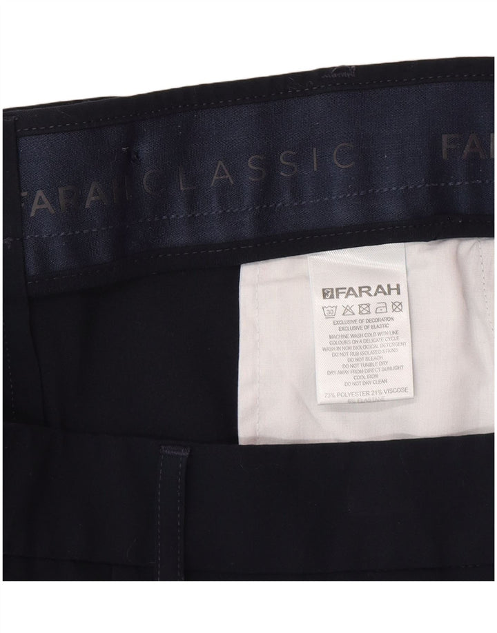 Calça masculina reta casual Farah W34 L29 poliéster azul marinho