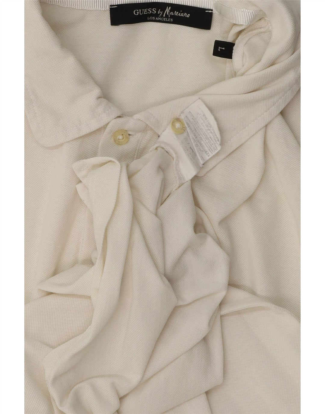 Camisa polo masculina GUESS grande de algodão branco