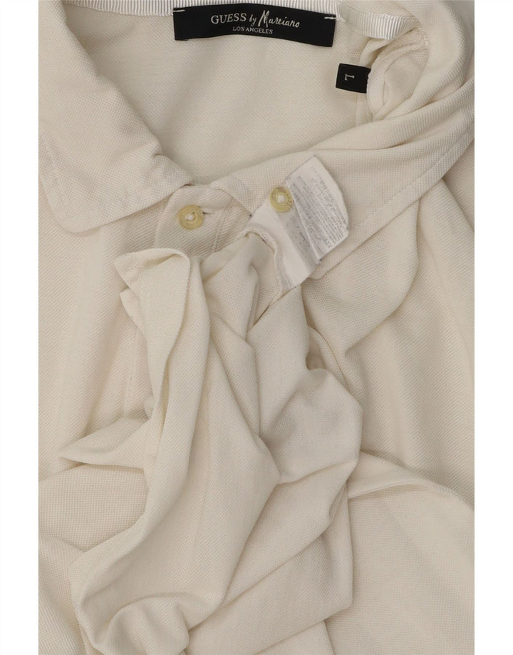 Camisa polo masculina GUESS grande de algodão branco