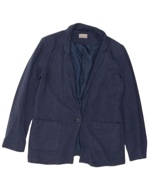 Jaqueta blazer feminina Oasis grande com 1 botão Reino Unido 12 azul marinho médio