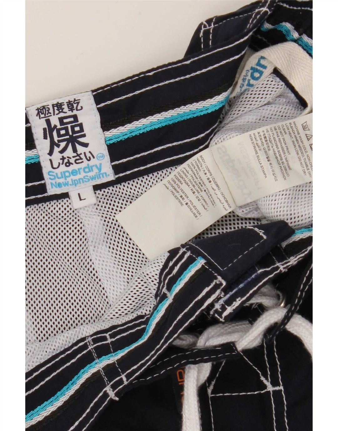 Shorts de natação masculino Superdry Graphic Regular grande poliéster azul marinho