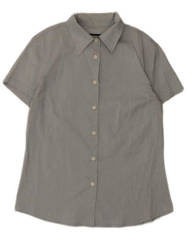 Camisa feminina de manga curta Cerruti UK 14 grande algodão cinza
