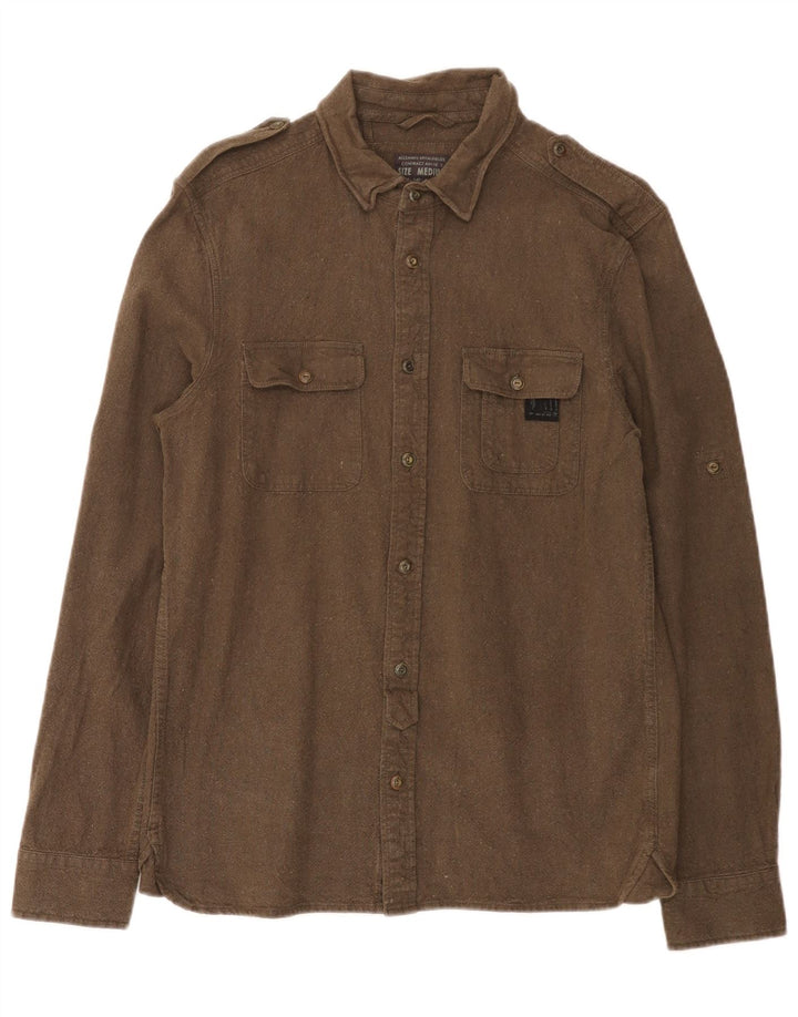 Camisa militar masculina All Saints de linho cáqui médio