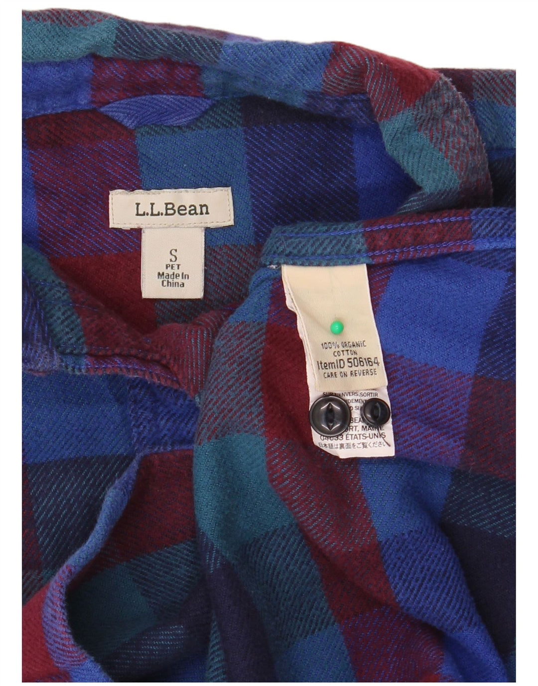 Camisa feminina de flanela grande L.L.BEAN UK 10 pequena xadrez multicolorida