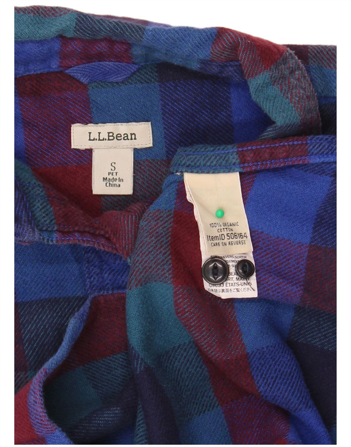 Camisa feminina de flanela grande L.L.BEAN UK 10 pequena xadrez multicolorida