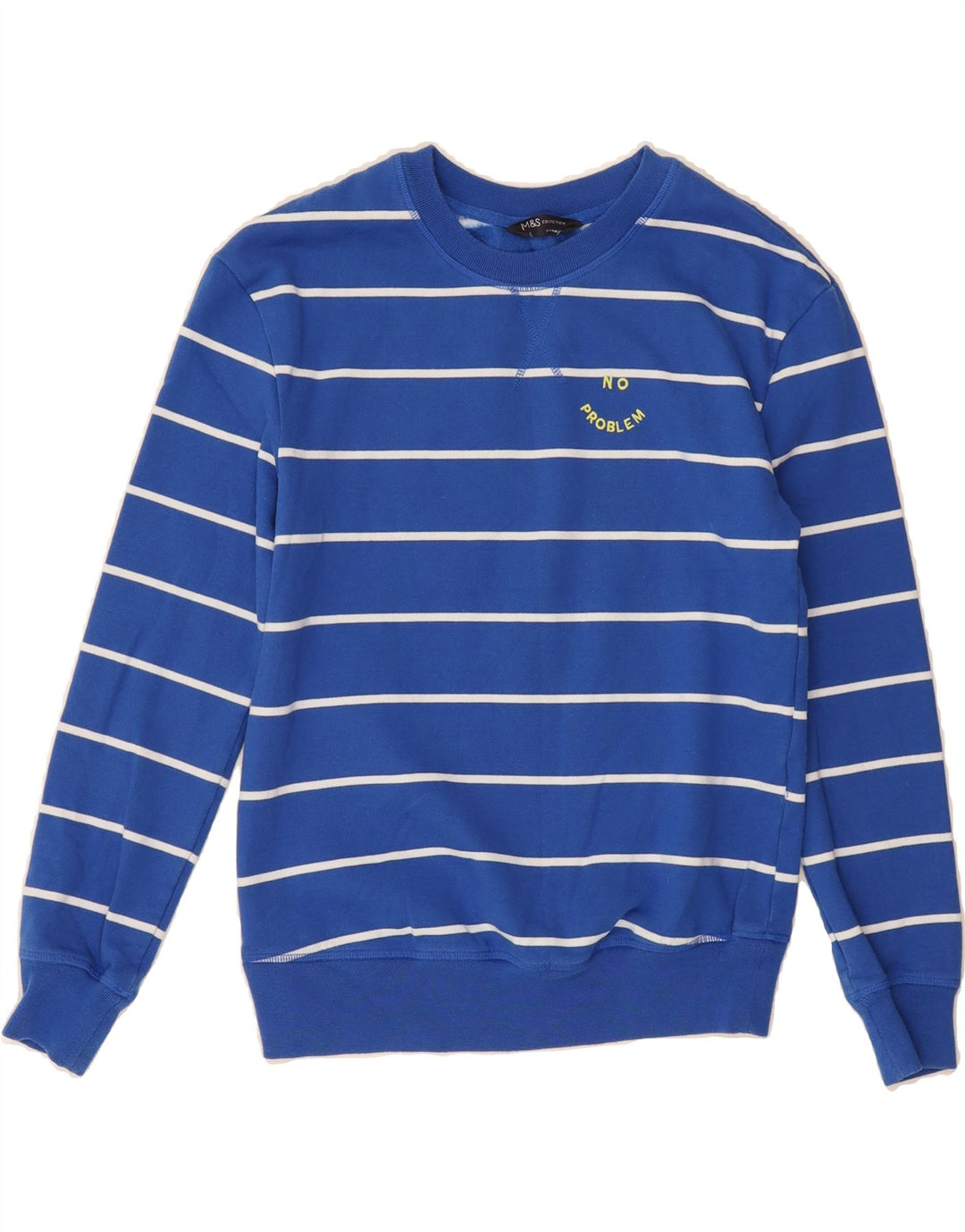 MARKS & SPENCER Womens Sweatshirt Jumper UK 6 XS Blue Striped Cotton Vintage Marks & Spencer and Second-Hand Marks & Spencer from Messina Hembry 