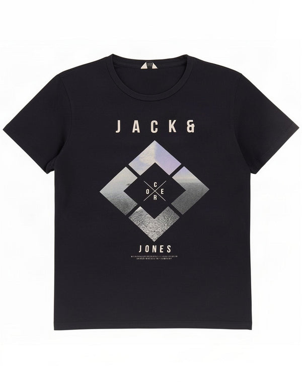 Jack & Jones Camiseta gráfica masculina Top Médio Preto