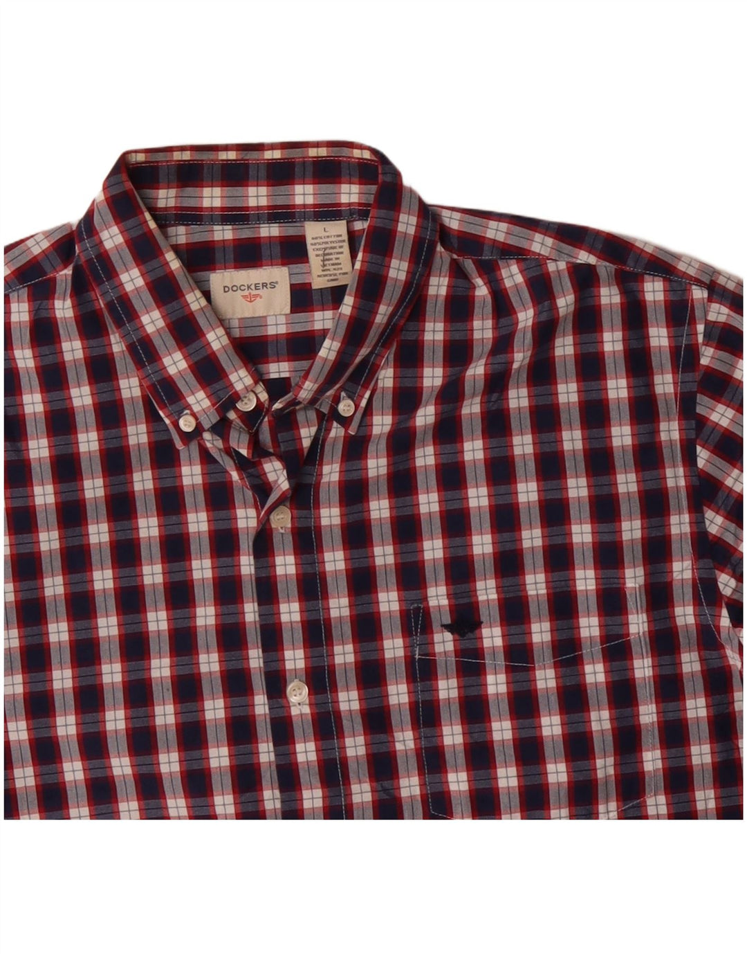 Camisa masculina DOCKERS grande algodão xadrez azul marinho