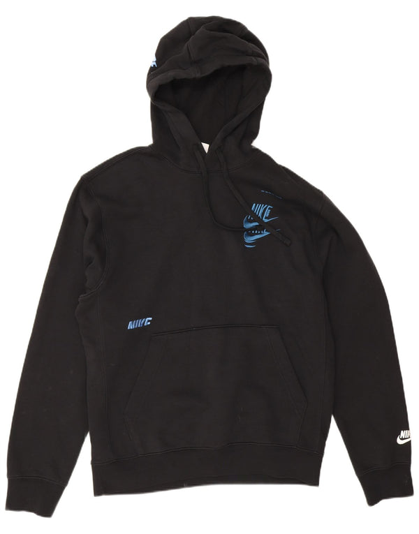 Jumper com capuz gráfico masculino Nike pequeno algodão preto