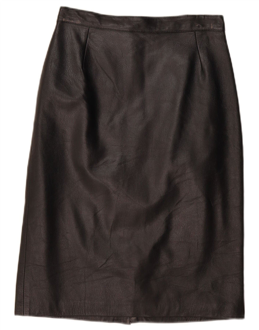 Saia feminina de couro VINTAGE IT 44 médio W28 couro preto