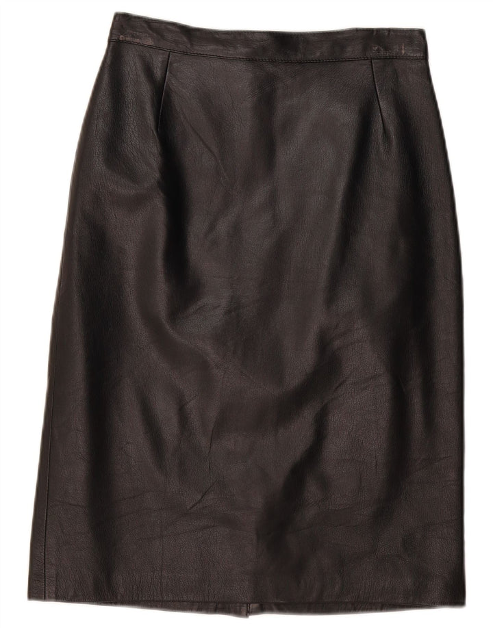 Saia feminina de couro VINTAGE IT 44 médio W28 couro preto