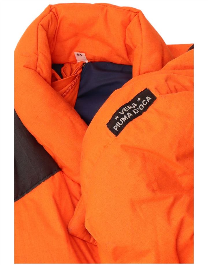 Jaqueta de esqui com capuz masculina vintage IT 48 poliéster laranja médio