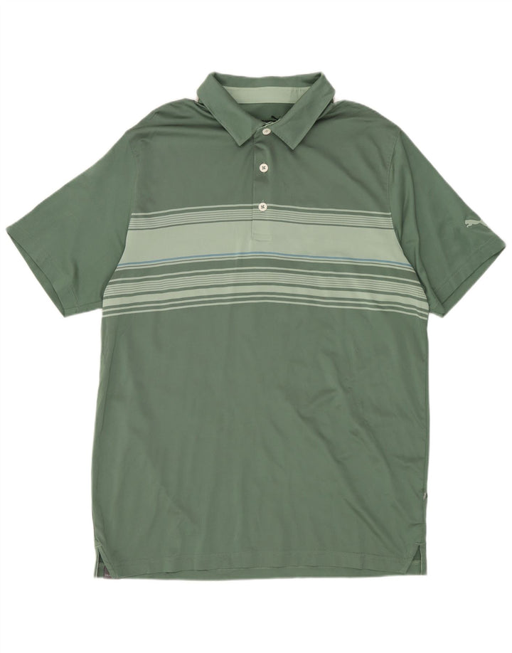 Camisa polo masculina PUMA listrada verde médio