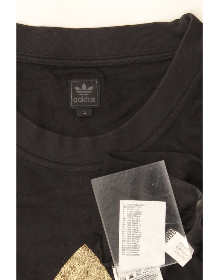 Adidas Mens Graphic T-Shirt Top Grande Algodão Preto