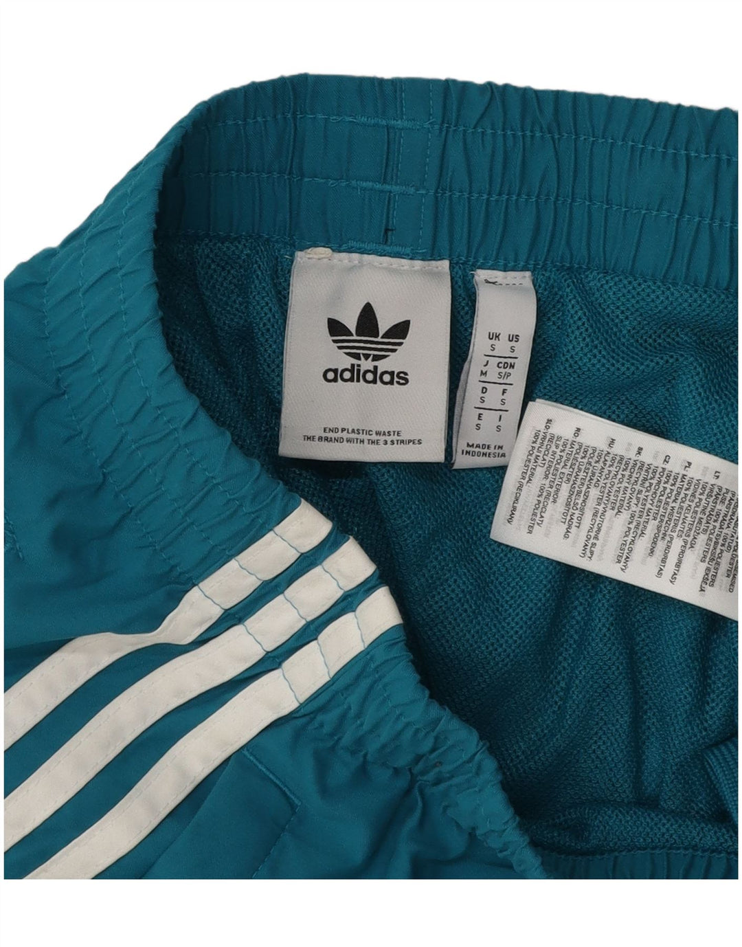 Shorts esportivos femininos Adidas UK 8 pequeno azul poliéster