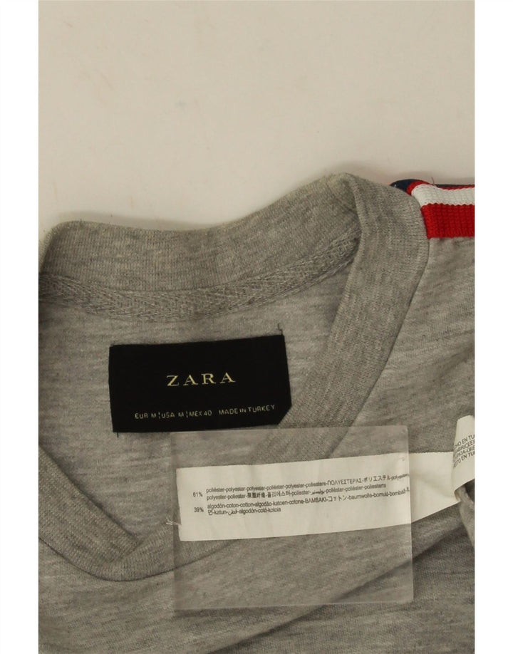 Zara moletom masculino jumper poliéster manchado cinza médio