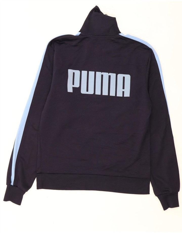 Moletom masculino PUMA com gola com zíper e moletom médio azul marinho colorblock