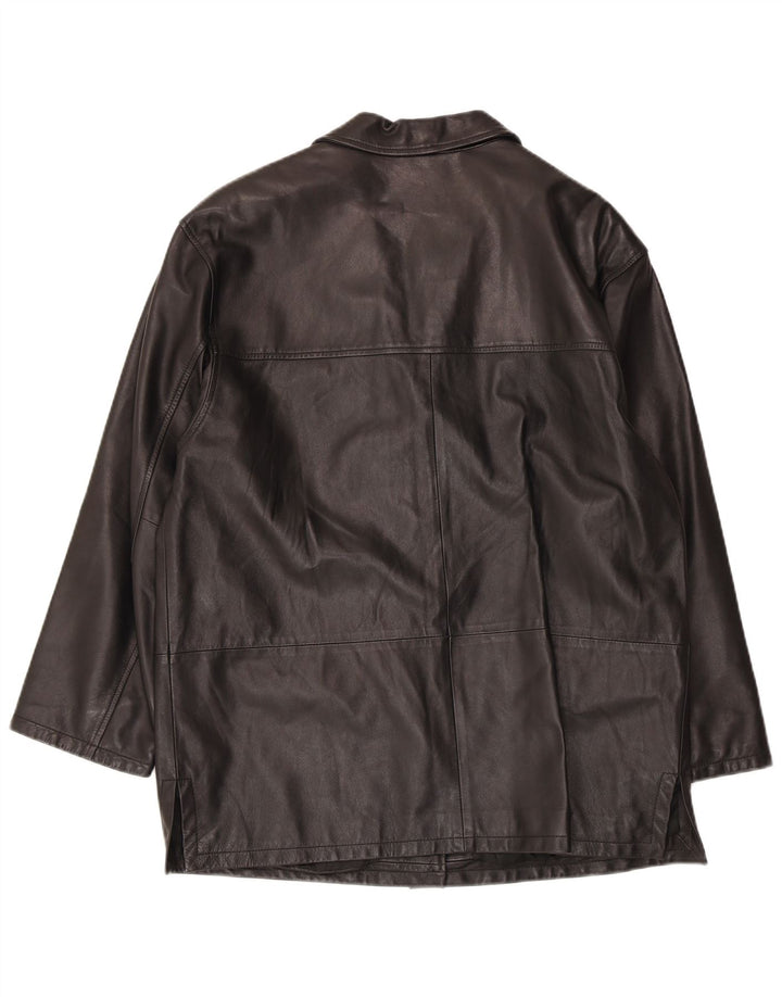 Jaqueta de couro feminina vintage IT 46 grande couro preto