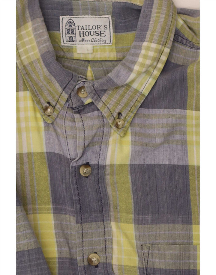 Camisa masculina vintage grande xadrez azul