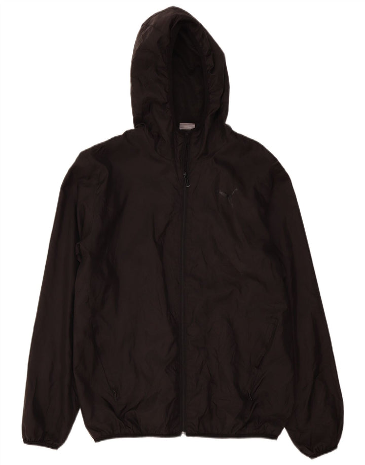 Jaqueta de chuva masculina Puma com capuz UK 38 poliéster preto médio