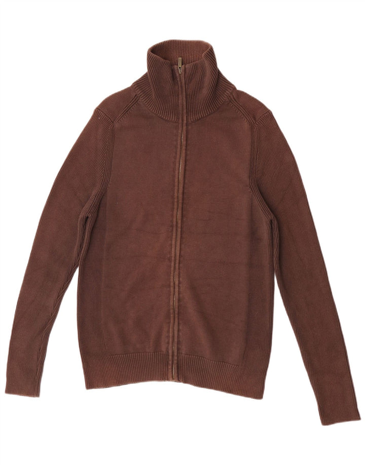 Suéter cardigã masculino Zara grande algodão marrom