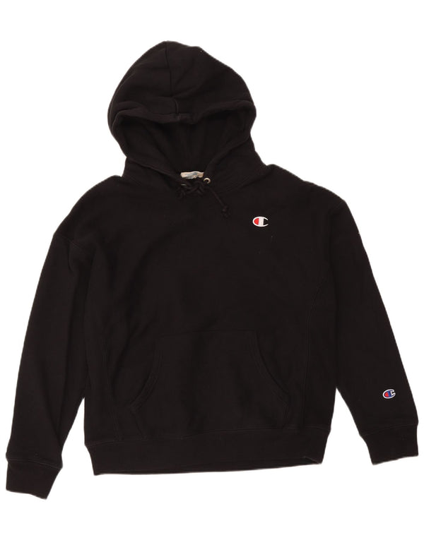 Jumper com capuz feminino Champion UK 16 grande algodão preto