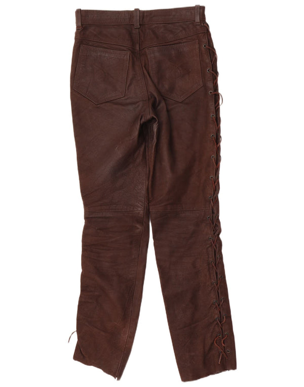 Calça masculina slim de camurça Pantera W31 L31 couro marrom