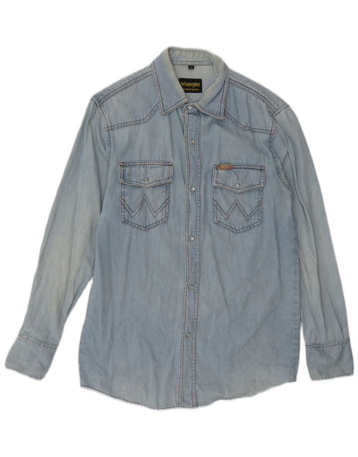 Camisa jeans masculina Wrangler XS azul algodão