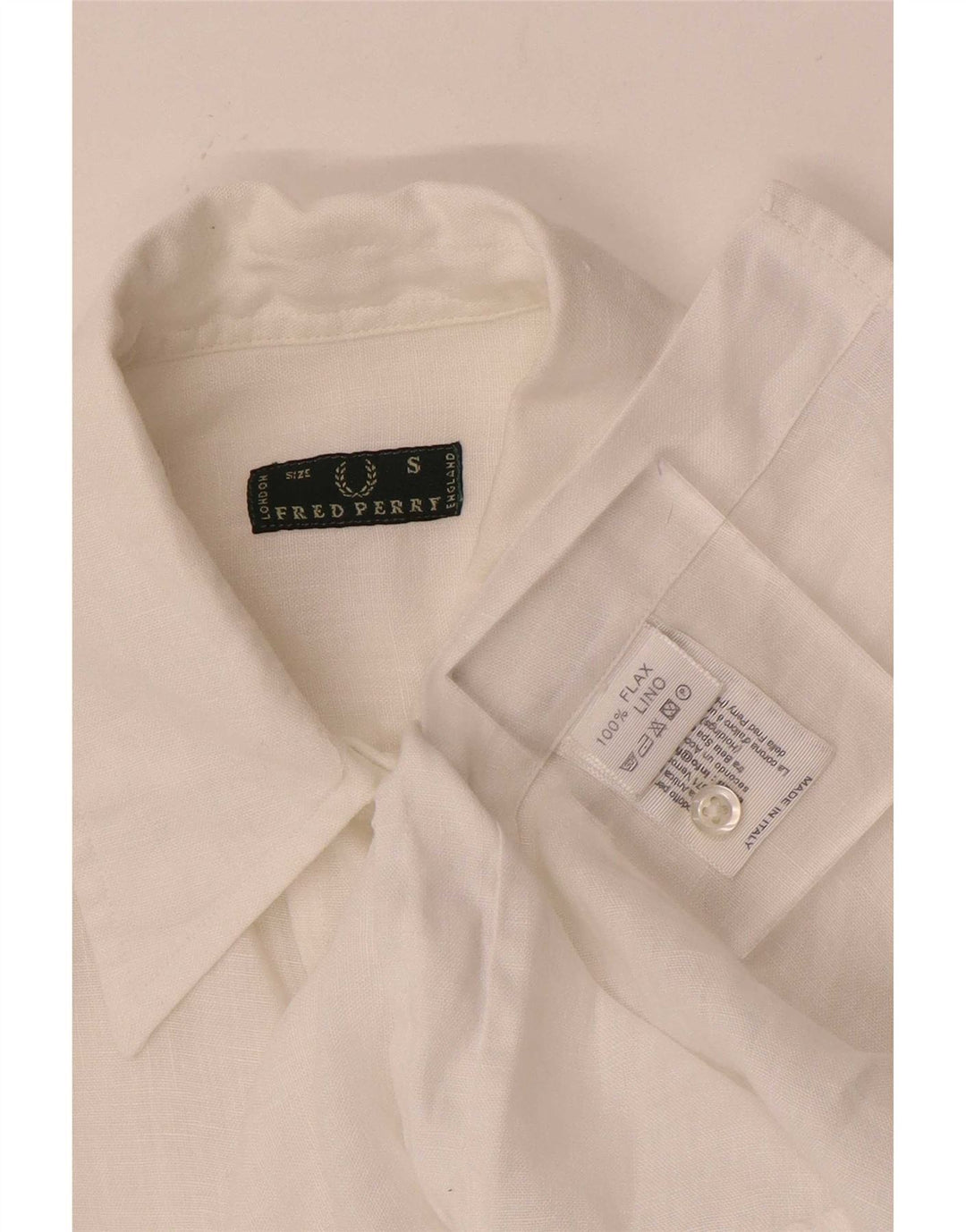 Camisa feminina de manga 3/4 Fred Perry UK 10 pequena linho branco