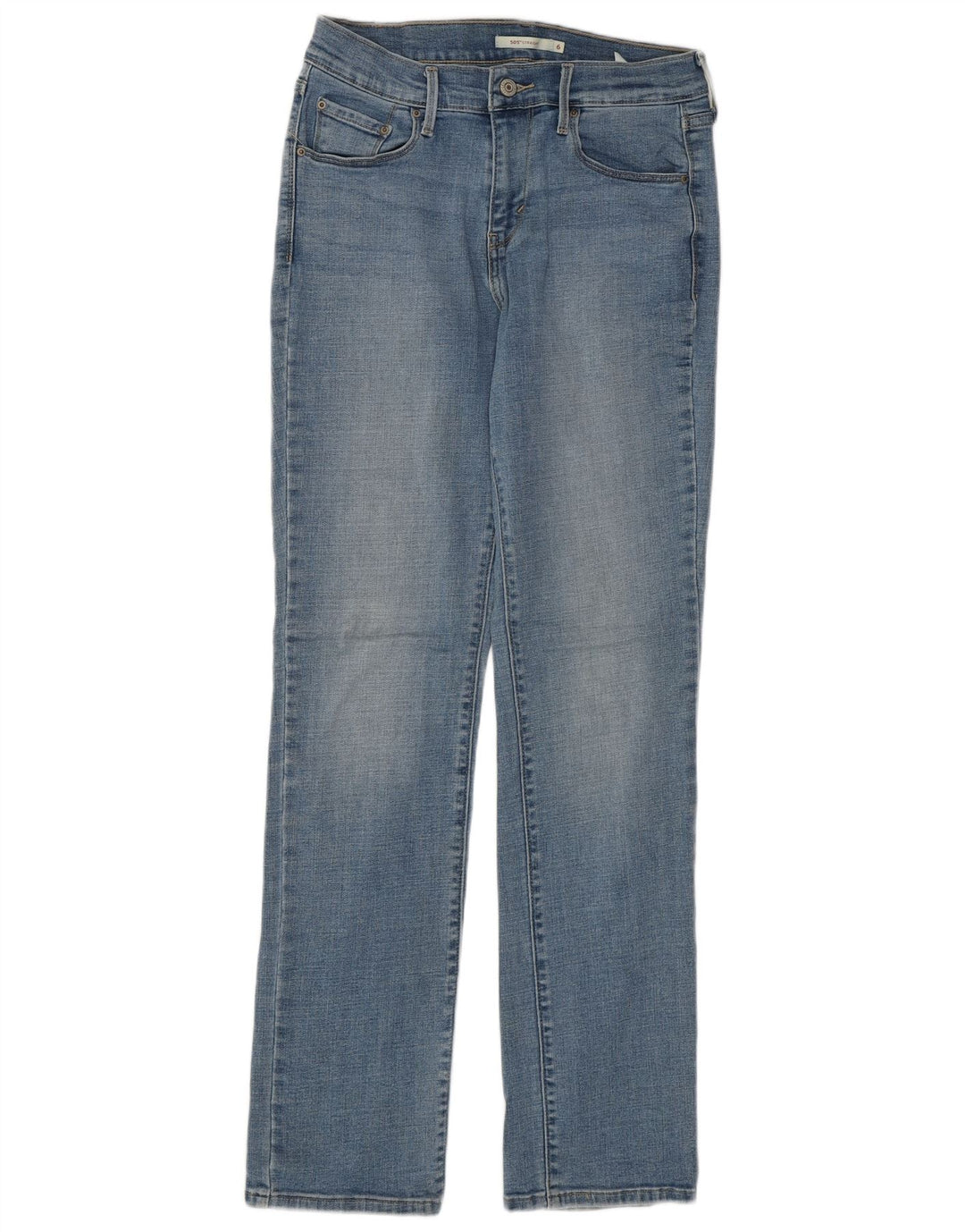 Calça jeans feminina Levi's 505 Straight US 6 médio W28 L32 azul algodão