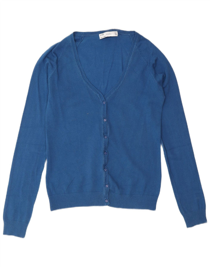 Suéter cardigã feminino Zara Reino Unido 14 grande azul
