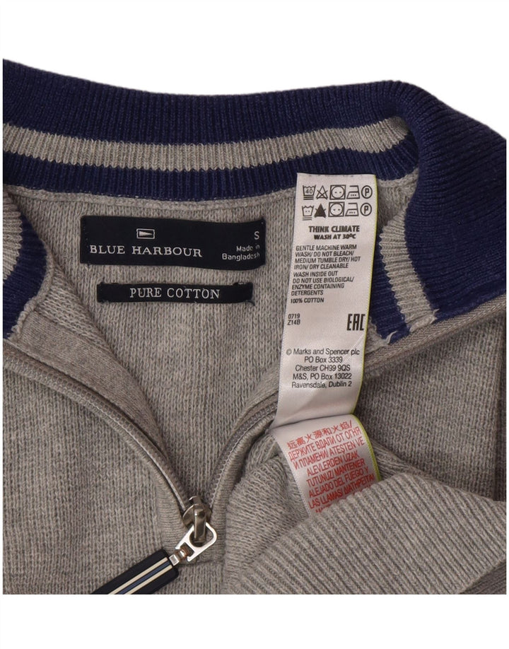 Suéter masculino Marks & Spencer Blue Harbor com zíper e gola pequena cinza
