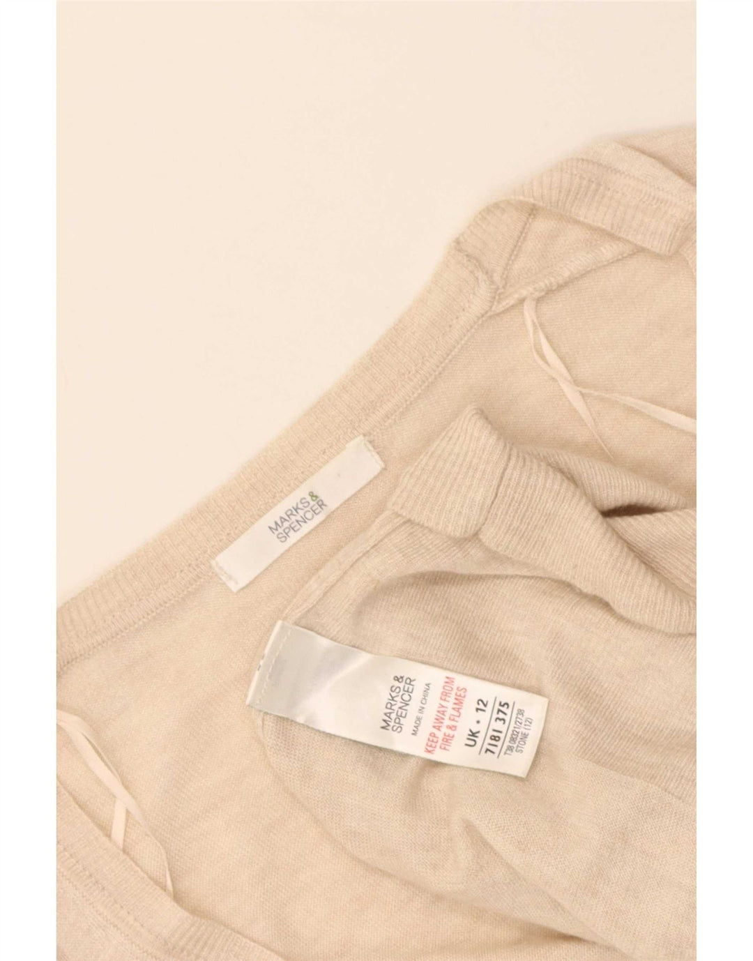 Suéter cardigã feminino Longline da Marks & Spencer Reino Unido 12 médio bege manchado