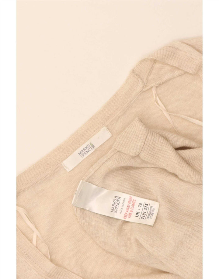 Suéter cardigã feminino Longline da Marks & Spencer Reino Unido 12 médio bege manchado