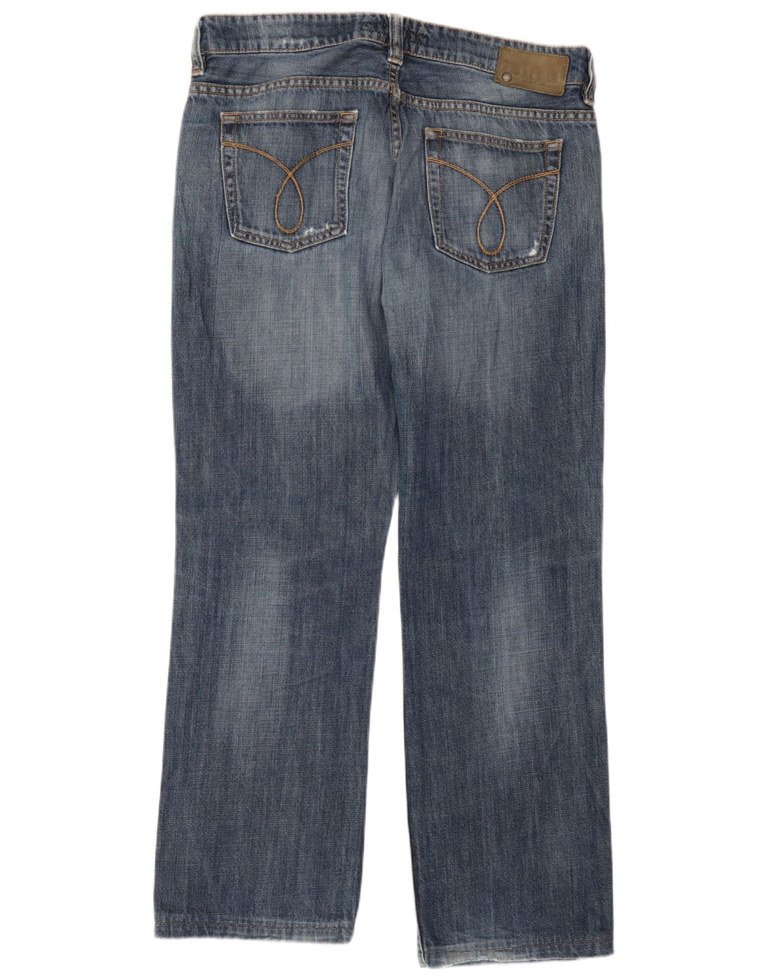Calça jeans reta masculina Calvin Klein desgastada W34 L28 azul