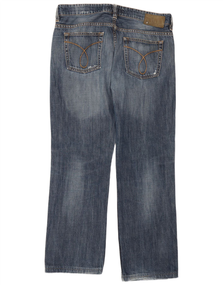 Calça jeans reta masculina Calvin Klein desgastada W34 L28 azul