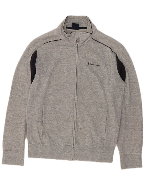 Jaqueta masculina de agasalho Champion cinza médio algodão colorblock